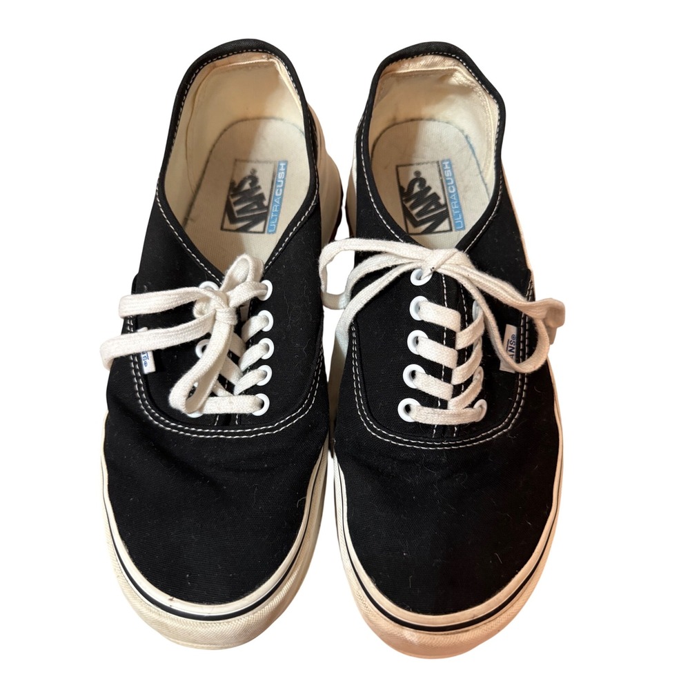Vans Style 44 Authentic Vibram Lug Sole Black Canvas Sneakers Mens 9.5 Womens 11